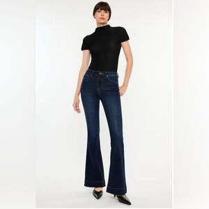 Roxanne High Rise Flare Fit Jeans- Dark wash